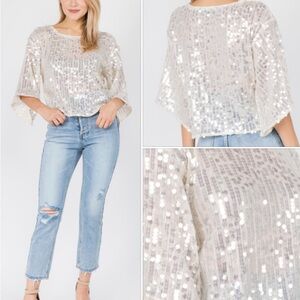 Sequin White Top